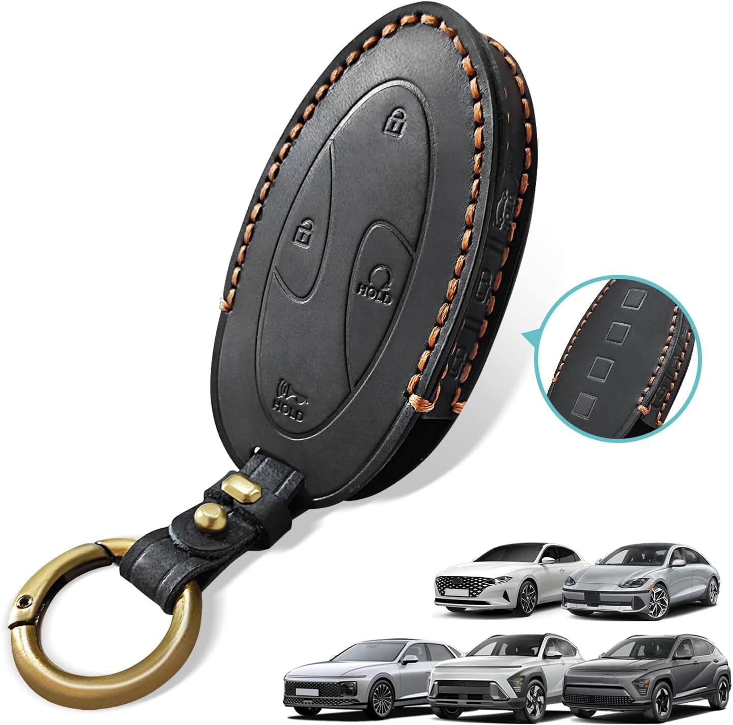 Compatible with Hyundai Ioniq 6 /Azera Grandeurgn7 /Kona/Kona EV Key Fob Cover Accessories Leather Shells Protector Remote Key Case 2023 2024 Accessories (5 Button)