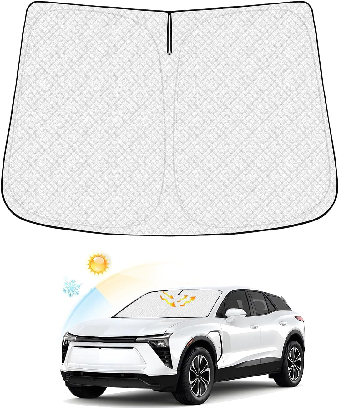 Windshield Sun Shade for Chevrolet/Chevy Blazer EV 2024 2025 Accessories Thicken 6-Layer Front Window Sunshade Cover Sun Visor Protector Foldable Block UV Rays Keep Vehicle Cool