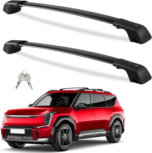 220Lbs Lockable Roof Rack Cross Bars Compatible with KIA EV9 2024 2025 Gt-Line (Not for Wind & Land) with Raised Rails Aluminum Roof Rails Crossbars Cargo Bars Rooftop Cargo Carrier Luggage