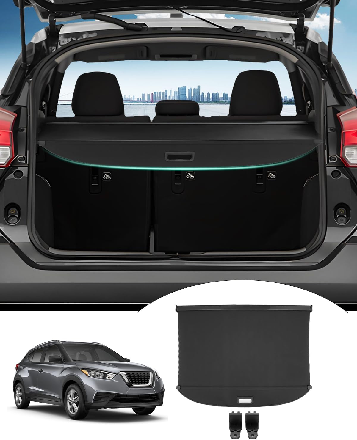 Cargo Cover for 2024 2025 Kia EV9 Accessories Trunk Cover Retractable Trunk Shielding Shade Cargo Luggage Cover Black