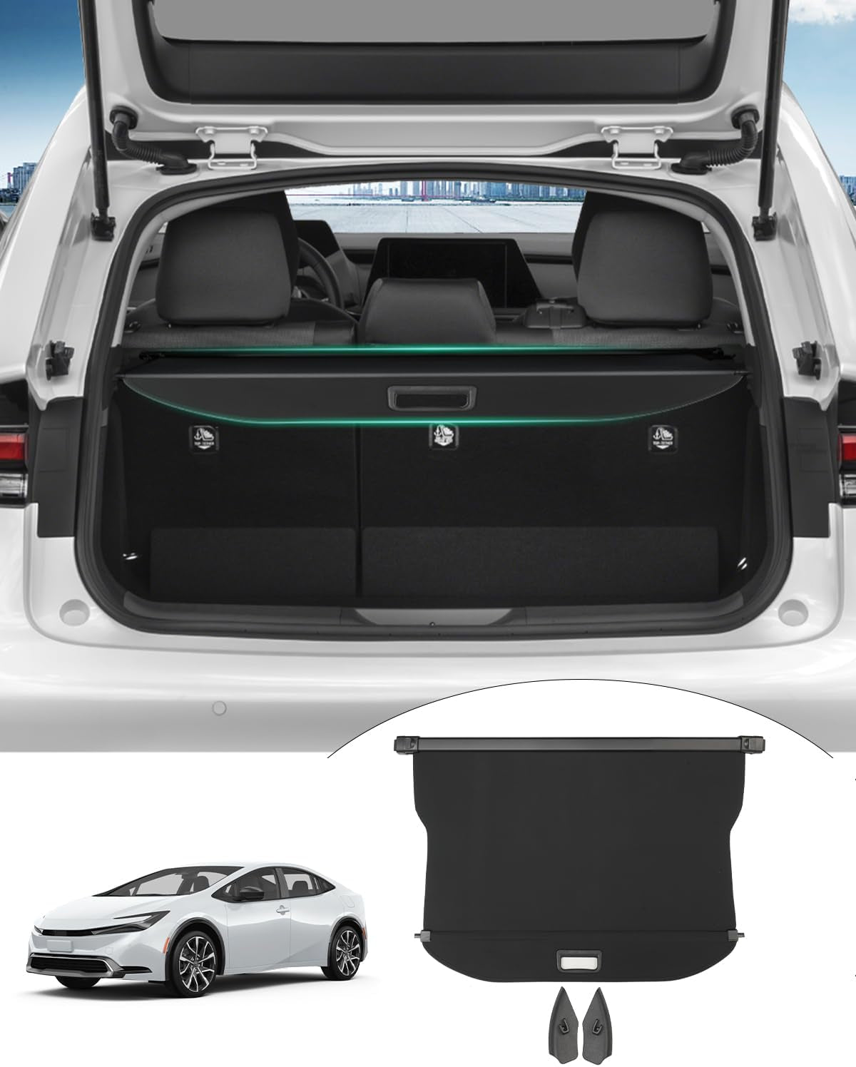 Cargo Cover for 2024 2025 Kia EV9 Accessories Trunk Cover Retractable Trunk Shielding Shade Cargo Luggage Cover Black