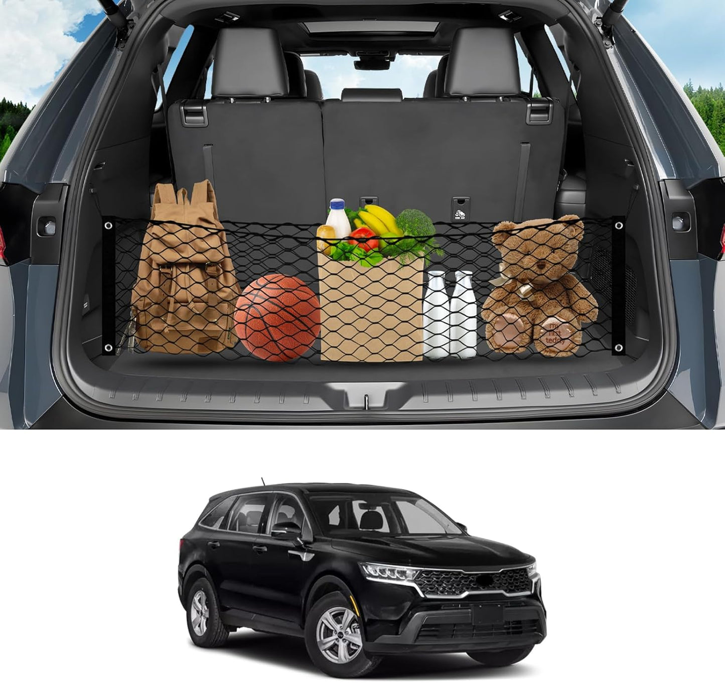 for Rivian R1T R1S Envelope Style Truck Bed Cargo Net 2022-2024 2025, Highly Elastic Pickup Truck Bed Cargo Net for Rivian Accessories Double Layer Nylon Mesh Storage Netting Organizer