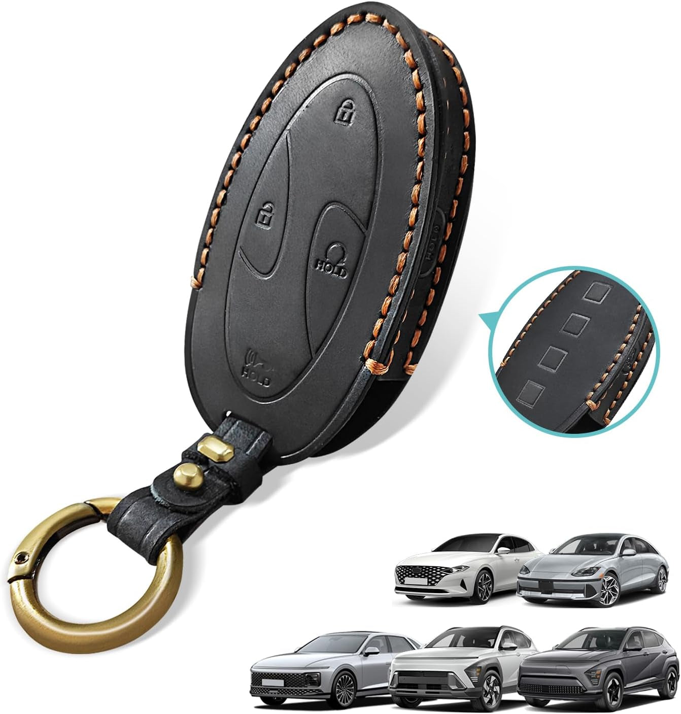 Compatible with Hyundai Ioniq 6 /Azera Grandeurgn7 /Kona/Kona EV Key Fob Cover Accessories Leather Shells Protector Remote Key Case 2023 2024 Accessories (5 Button)