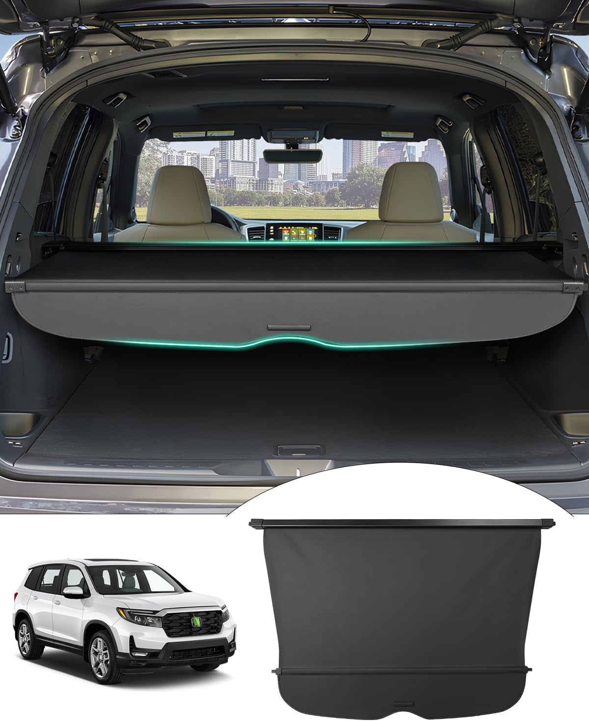 Cargo Cover for 2024 2025 Kia EV9 Accessories Trunk Cover Retractable Trunk Shielding Shade Cargo Luggage Cover Black