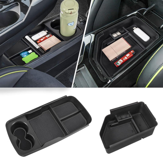 Center Console Organizer Lower Tray Compatible with 2022 2023 2024 Kia EV6 Armrest Storage Box Cup Holder ABS Material Interior Accessories